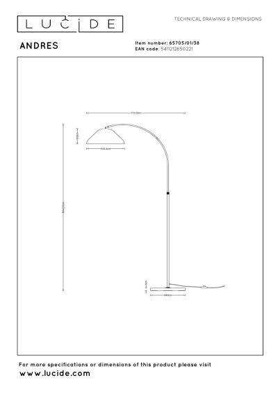 Lucide ANDRES - Floor lamp - 1xE27 - Cream - Vibes
